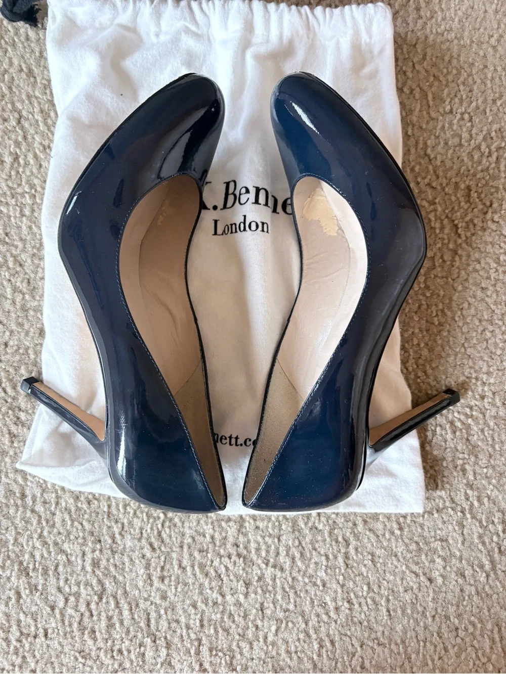LK Bennett Navy Patent Pumps
